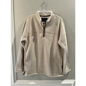 True Grit Mens 3/4 Zip Soft Khaki Pullover Sherpa Lined Sweater Pullover Size S